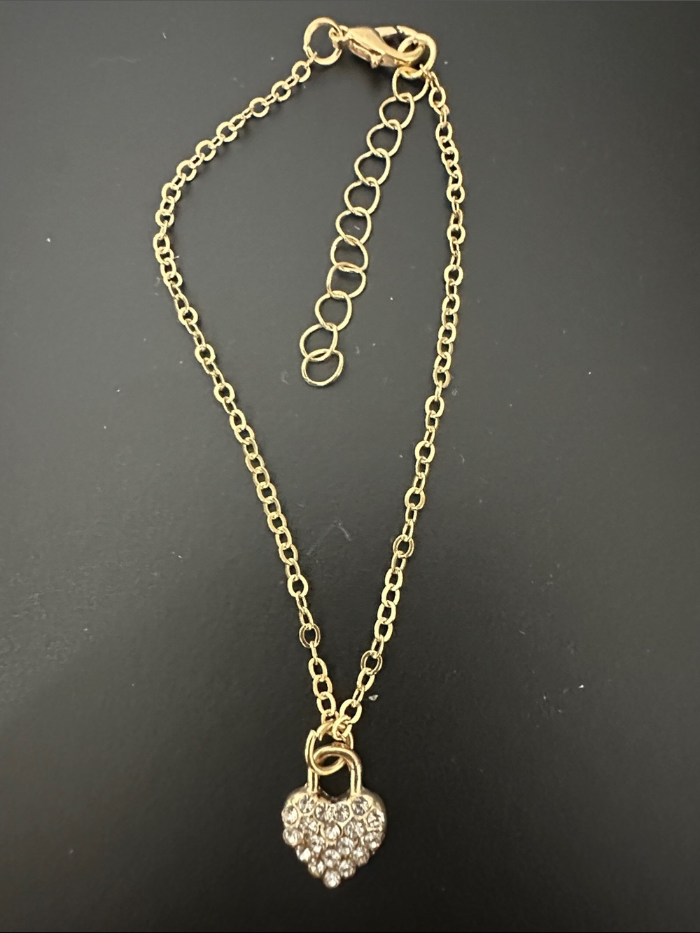 Gold Crystal Heart Padlock Bracelet - Women Jewelry NWOT
